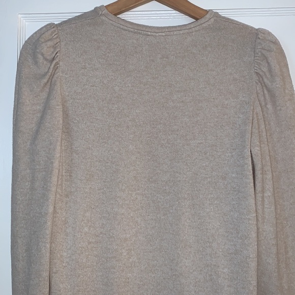Zara Girl 13/14 Tan Sweater Puff Shoulder EUC Gold Rhinestones - Picture 6 of 13